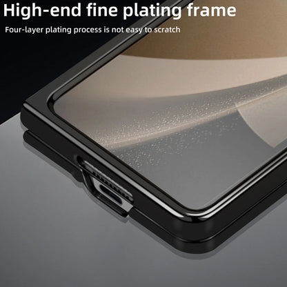 Samsung Galaxy Z Fold7 Gold Plated Dual Line Stitches Leather Case