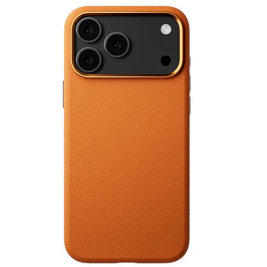 iPhone 17 Pro Max Business Style Leather Case with Camera Control Button - Orange