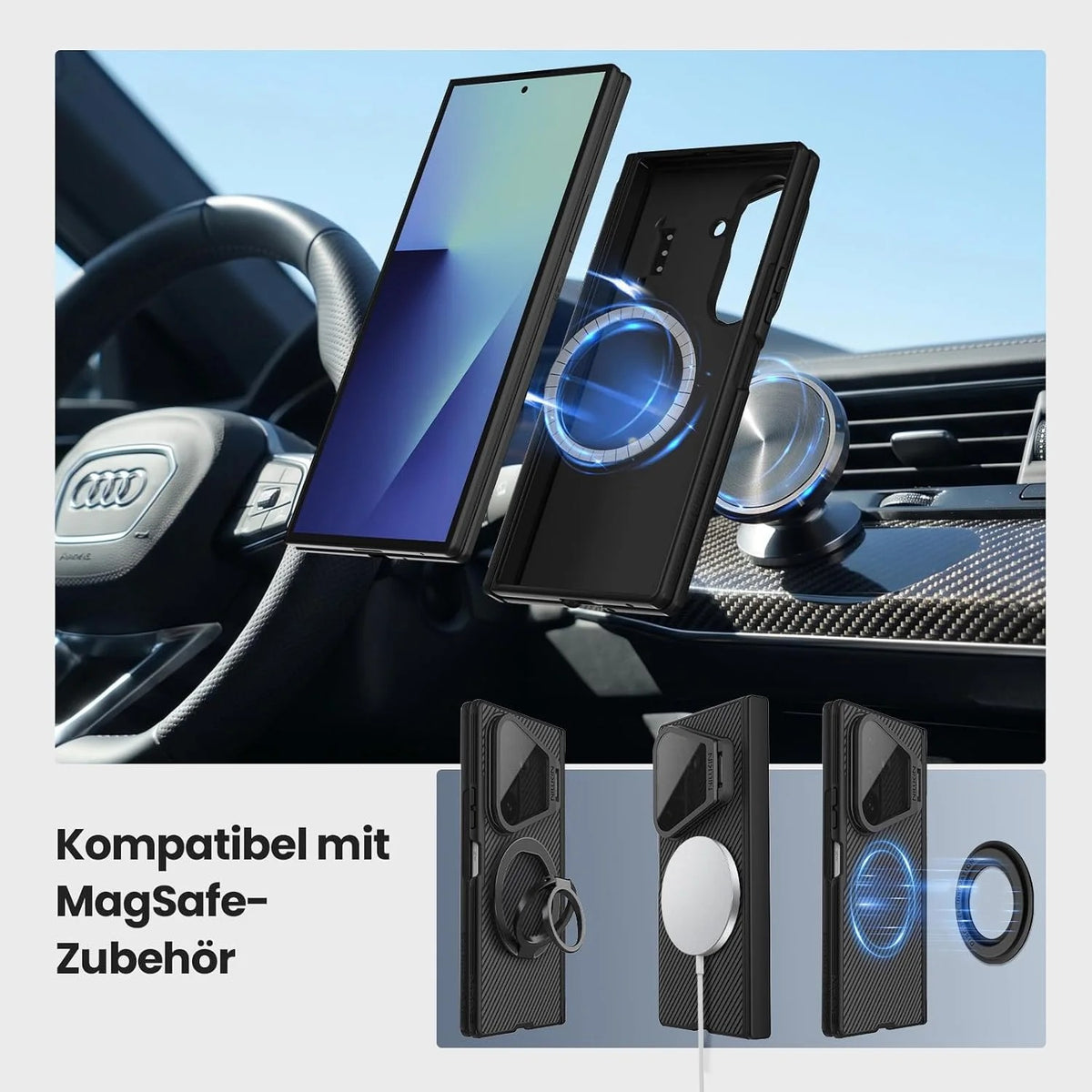 Samsung Galaxy Z Fold8 Ultra Nillkin CamShield Prop Case with Metal Camera Kickstand & MagSafe – Black