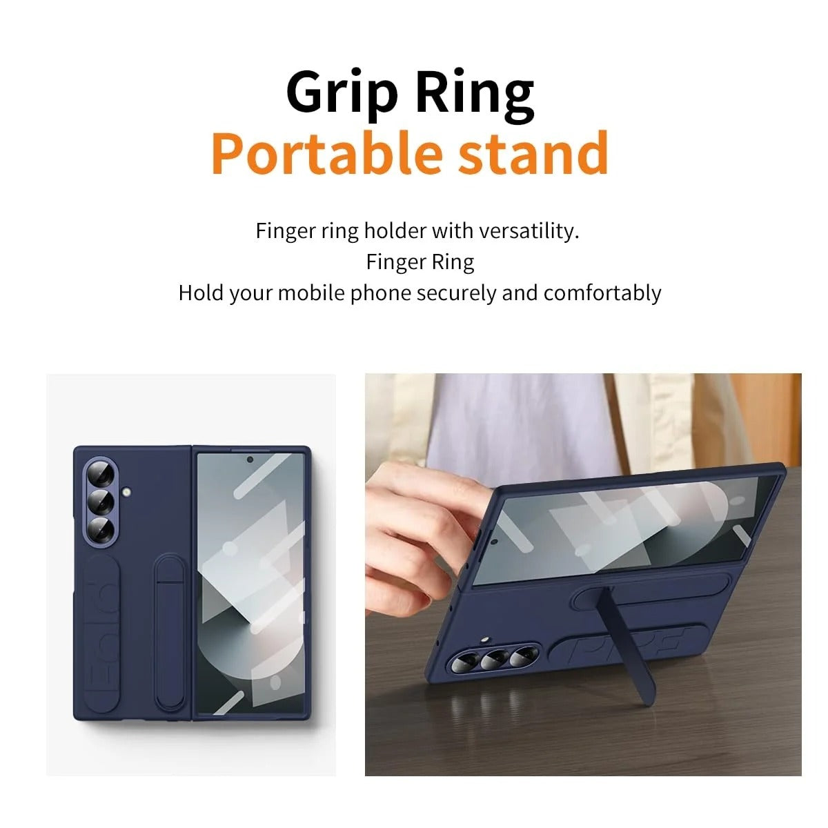 Samsung Z Fold8 Ultra Skin Feel Silicon Case with Kickstand & Band in Built Front Glass