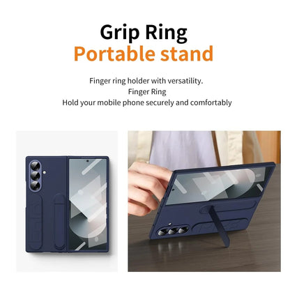 Samsung Z Fold8 Ultra Skin Feel Silicon Case with Kickstand & Band in Built Front Glass