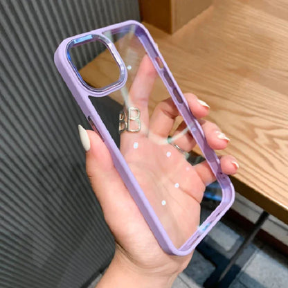 iPhone 14 Soft Hybrid Transparent Metal Camera Protection Case