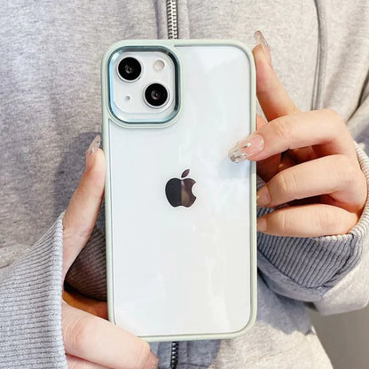 iPhone 14 Soft Hybrid Transparent Metal Camera Protection Case