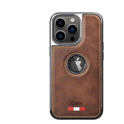iPhone 15 Pro Premium Quality Luxurious Leather Case - Brown