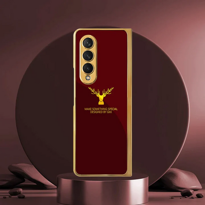 Samsung Galaxy Z Fold 3 Deer Pattern Glass Case-Wine