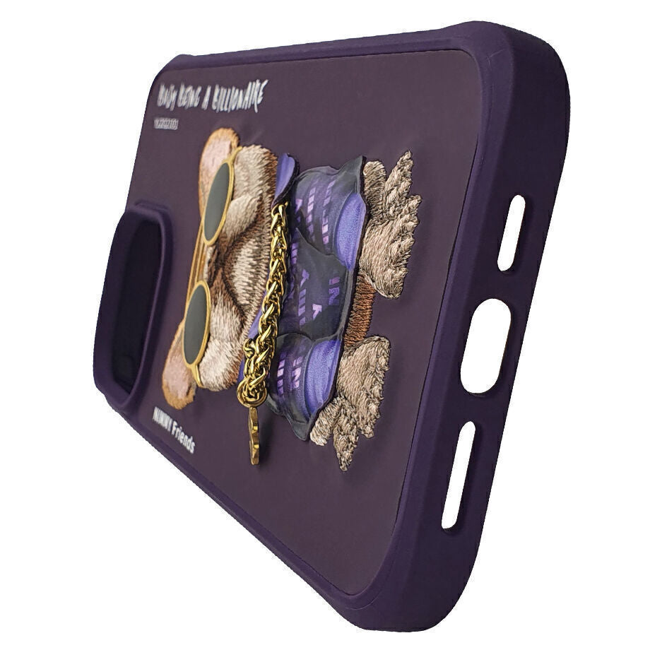 iPhone 14 Pro Max Nimmy Jacket Series Embroidery Case Cover - Deep Purple
