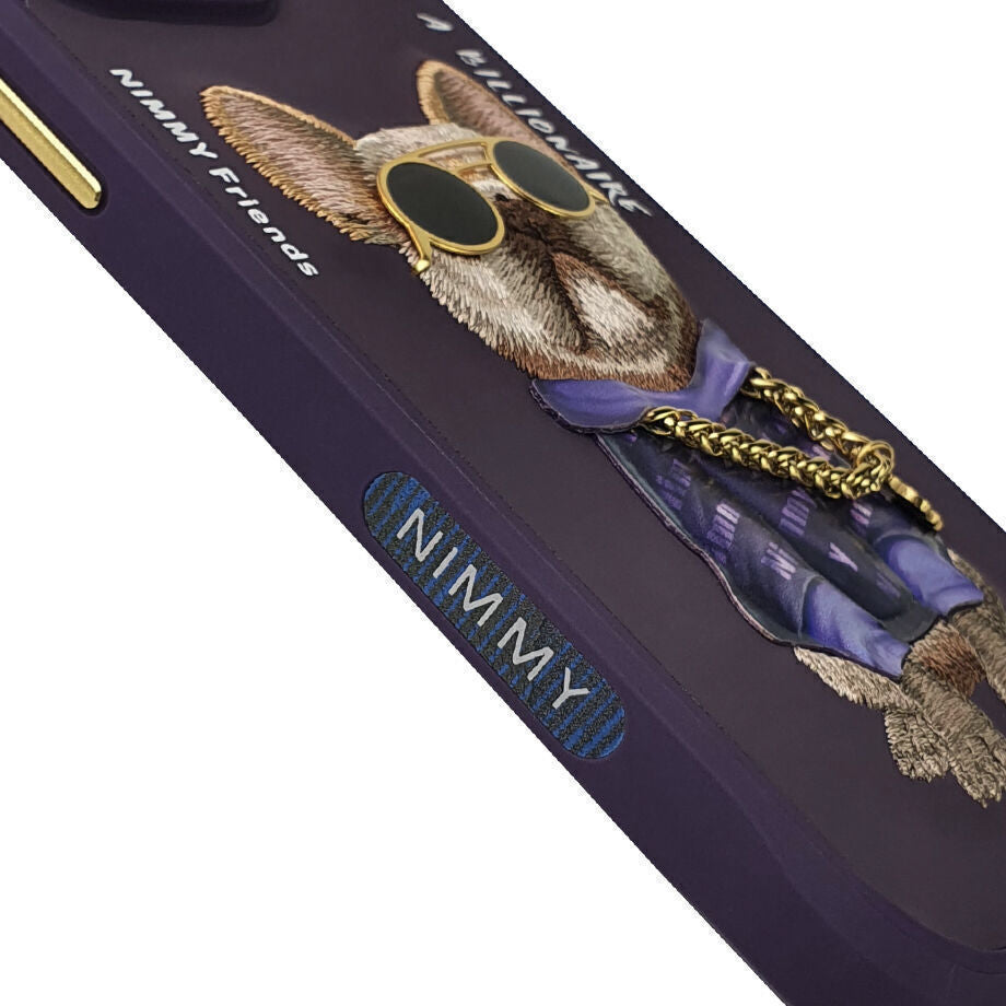 iPhone 14 Pro Max Nimmy Jacket Series Embroidery Case Cover - Deep Purple
