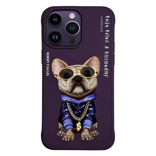 iPhone 14 Pro Nimmy Jacket Series Embroidery Case Cover - Deep Purple