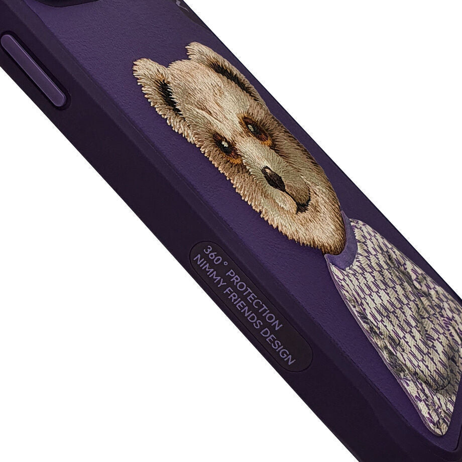iPhone 14 Pro Max Nimmy Embroidery Leather Shockproof Fashion Series Case - Purple