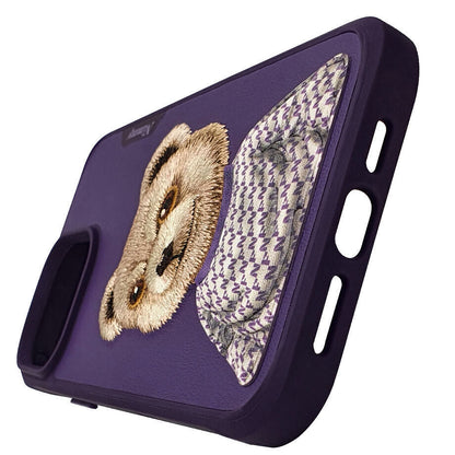iPhone 14 Pro Max Nimmy Embroidery Leather Shockproof Fashion Series Case - Purple