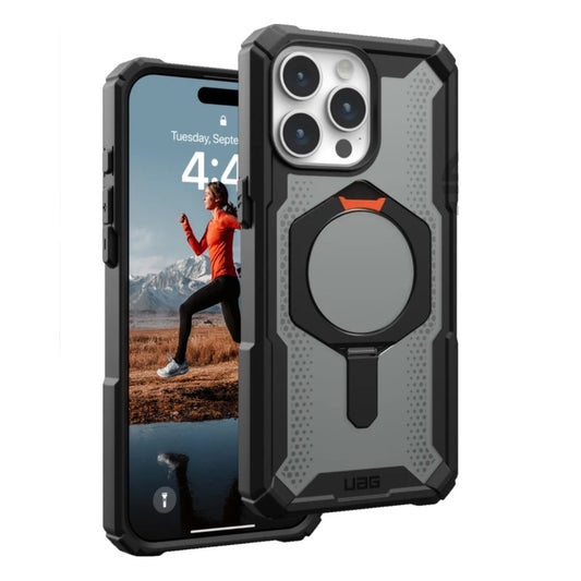 iPhone 15 Pro Max UAG Plasma XTE  Rugged Armor with MagSafe & Metal Kickstand - Black Ash