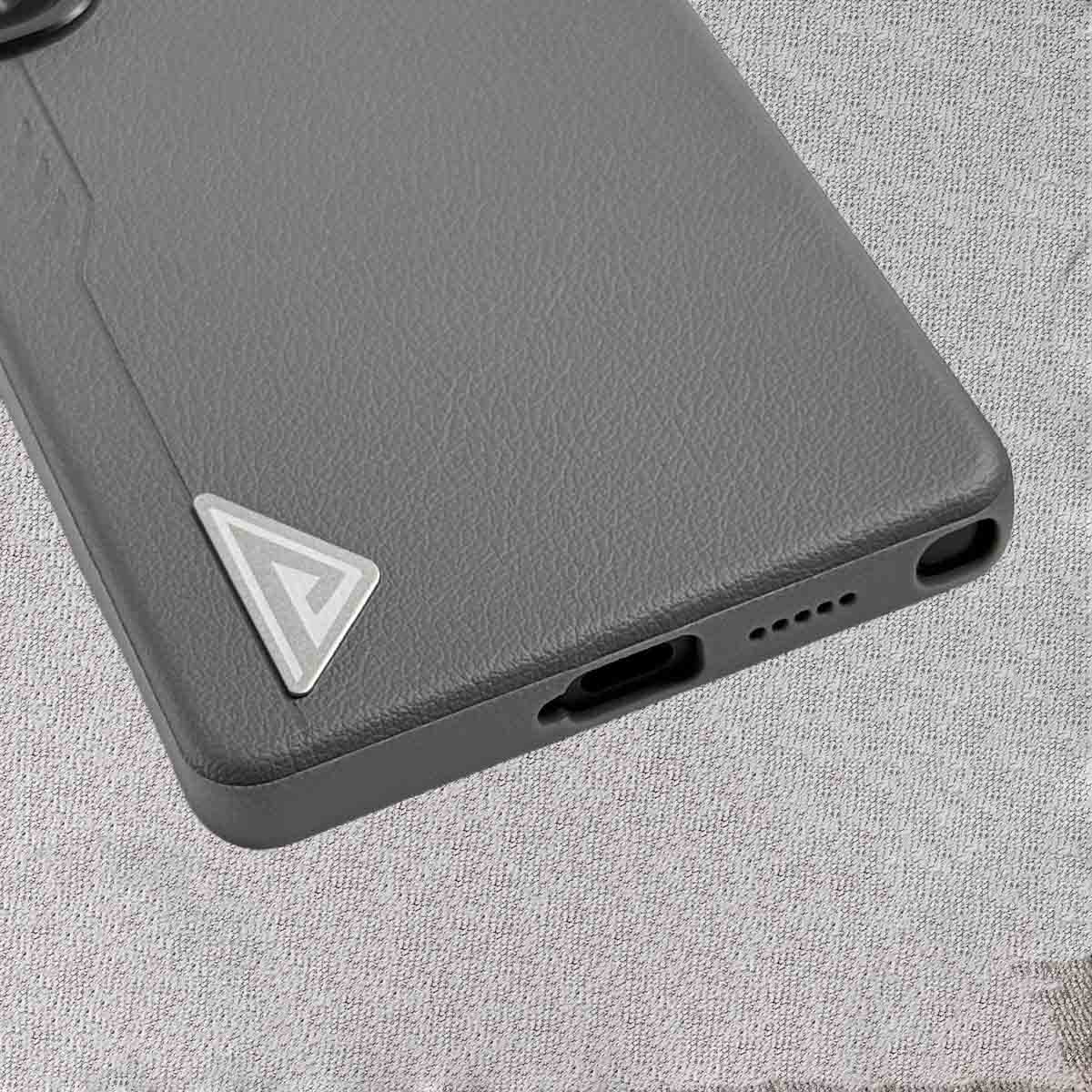 Samsung Galaxy S24 Ultra Leather Protection Case with Metal Button - Gray