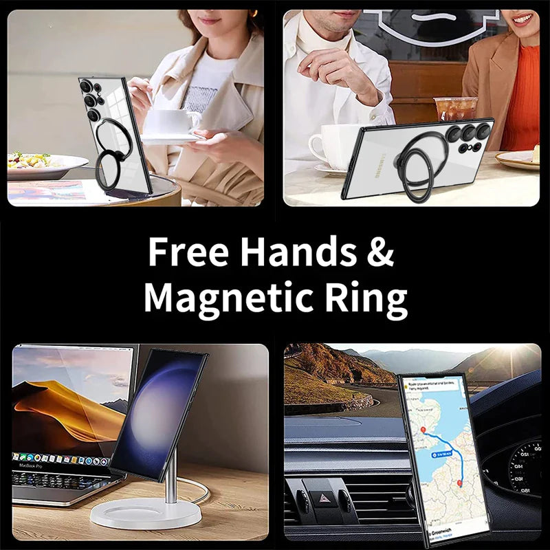 Samsung Galaxy S23 Ultra Magnetic Kiscktand Anti Yellowing Electroplating Case