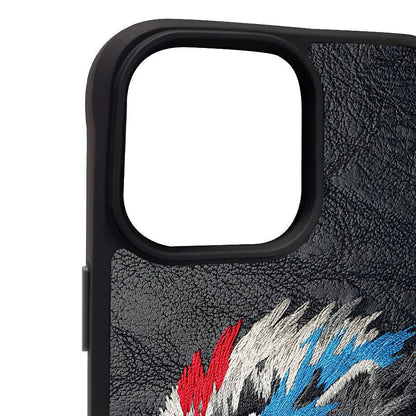 iPhone 14 Pro Nimmy Embroidery TPU+PU Leather Shockproof Dazzling Series-Lion