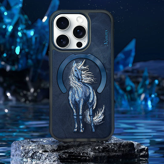 iPhone 16 Pro Max Nimmy Embroidery Dream Animal Series Magsafe Case - Unicorn