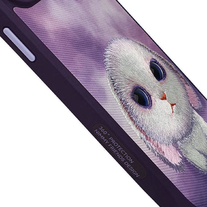 Nimmy Embroidery for iPhone 14 TPU+PU Leather Shockproof Big Eyes-Rabbit