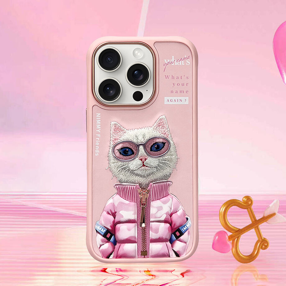 iPhone 16 Pro Max Nimmy Official Embroidery Jacket Series Back Cover Pink