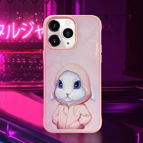 iPhone 14 Pro Max Nimmy Embroidery Leather Shockproof Fashion Series Case - Pink