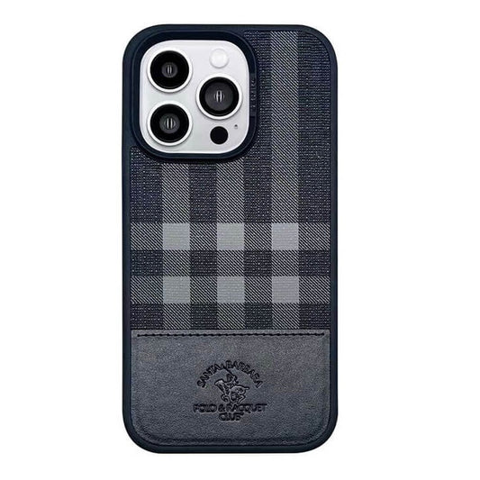 iPhone 14 Pro Max Santa Barbara Cyril Series Genuine Leather Case - Black