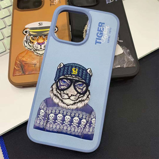 iPhone 14 Pro Max Santa Barbara Fergus Series Genuine Leather Case - Blue