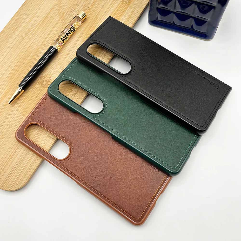 Samsung Galaxy Z Fold 5 HDE Leather Back Case with Inside Cloth - Brown