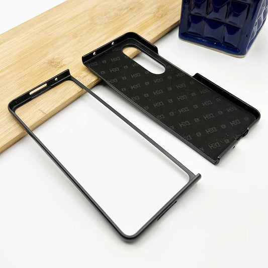 Samsung Galaxy Z Fold 5 HDE Leather Back Case with Inside Cloth - Black