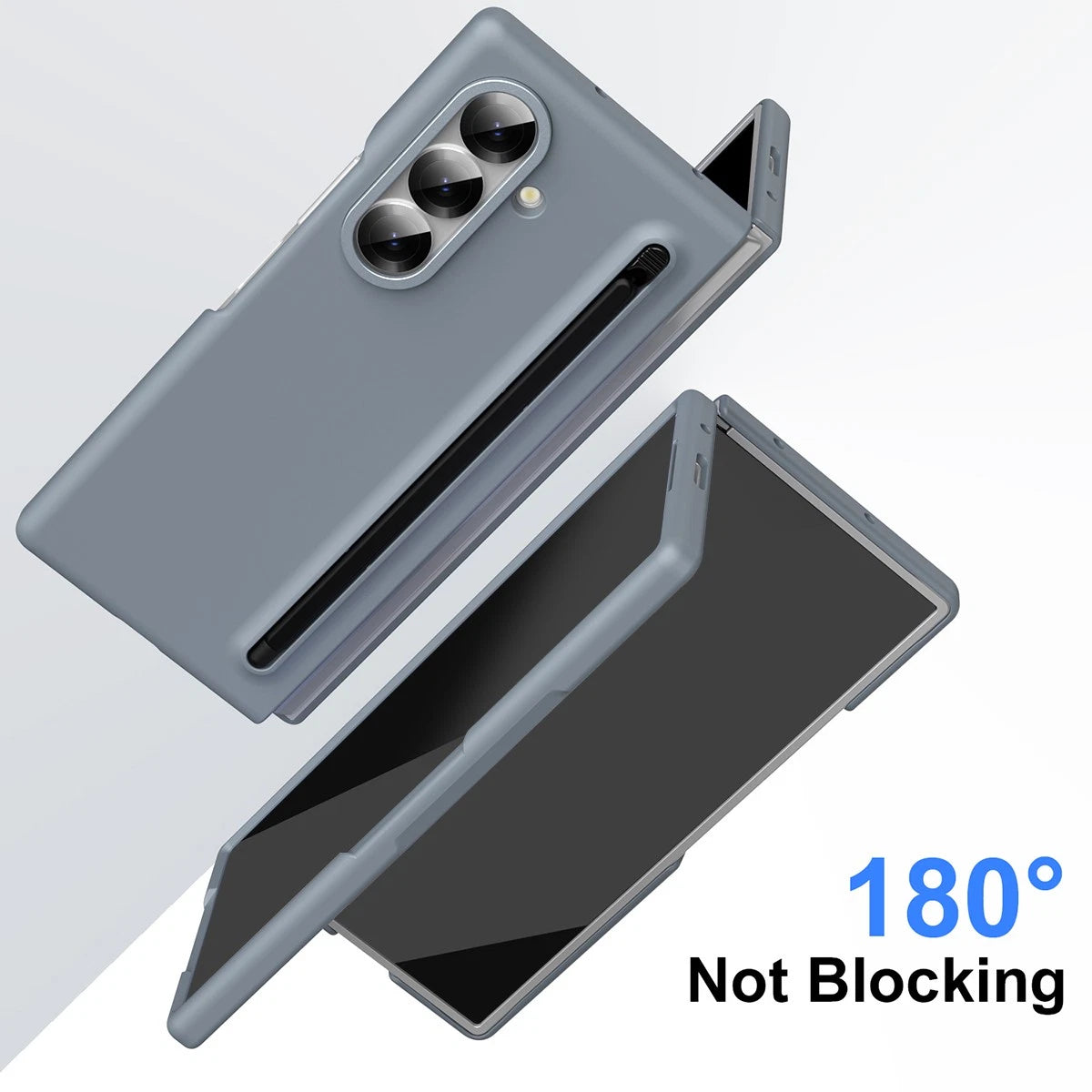 Samsung Galaxy Z Fold 6 Skin Feel S Pen Case with Front Glass Protection & Stylus - Gray