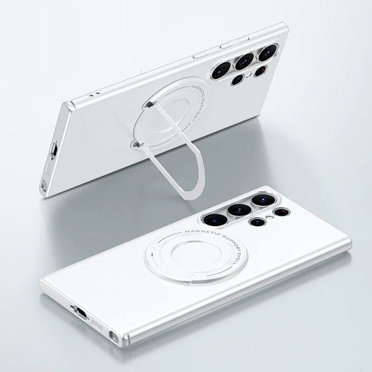 Samsung Galaxy S23 Plus Magnetic Metal Stand Shockproof Case-White