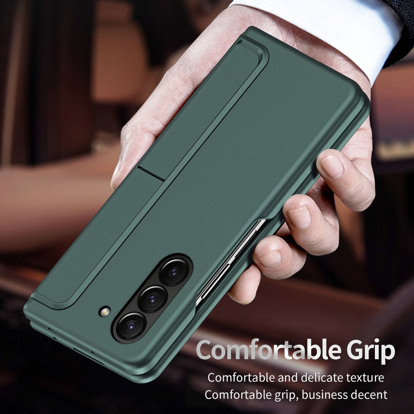 Samsung Galaxy Z Fold 5 Shockproof S Pen Stand Cover-Green