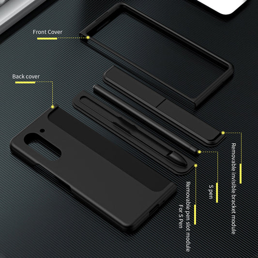Samsung Galaxy Z Fold 5 Shockproof S Pen Stand Cover-Black