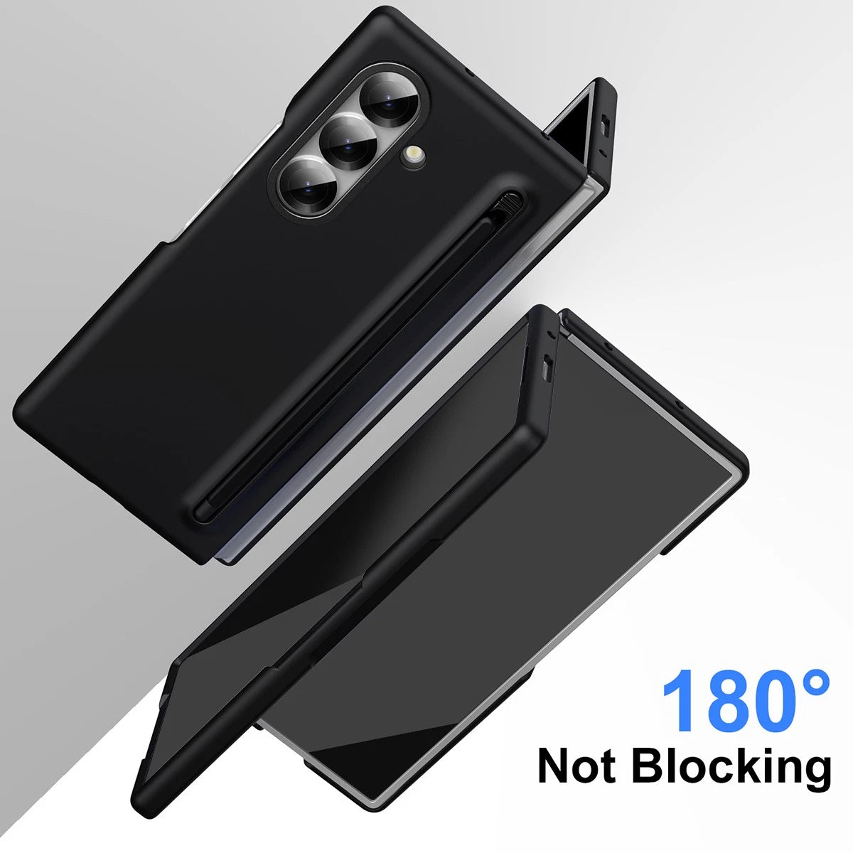Samsung Galaxy Z Fold6 Skin Feel S Pen Case with Inbuilt Glass Protection & Stylus - Black