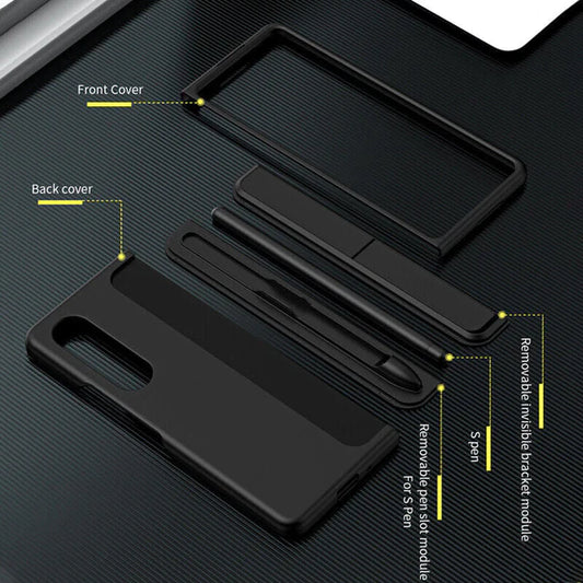 Samsung Galaxy Z Fold 5 Shockproof S Pen Stand Cover-NavyBlue