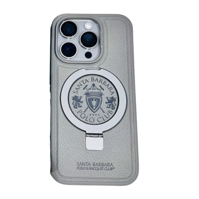 iPhone 16 Pro Santa Barbara Primo Series Metal Ring Leather Case - Titanium