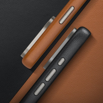 iPhone 15 Pro Max Genuine Leather Case Luxury Business Style Back Cover Case - Black