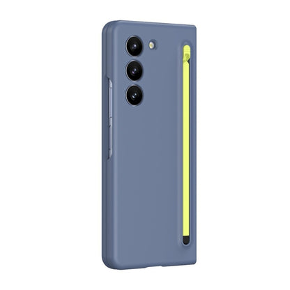 Samsung Galaxy Z Fold 5 Skin Feel Slim S Pen Case with Front Glass Stylus - Blue