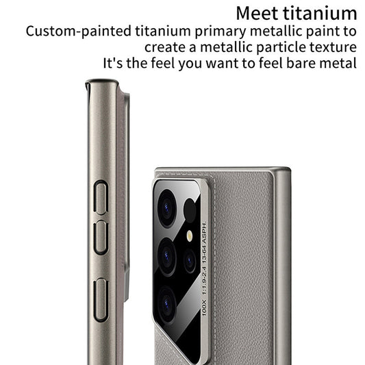 Samsung Galaxy S24 Ultra Luxury Blade Design Pro Leather Case - Titanium