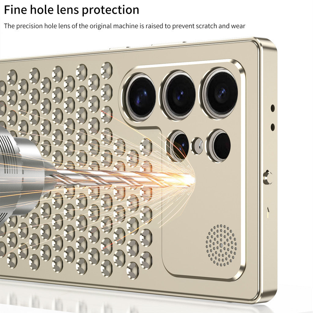 Metal Heat Dissipation Aromatherapy Aluminium Metal Case For Samsung Galaxy S24 Ultra - Gold