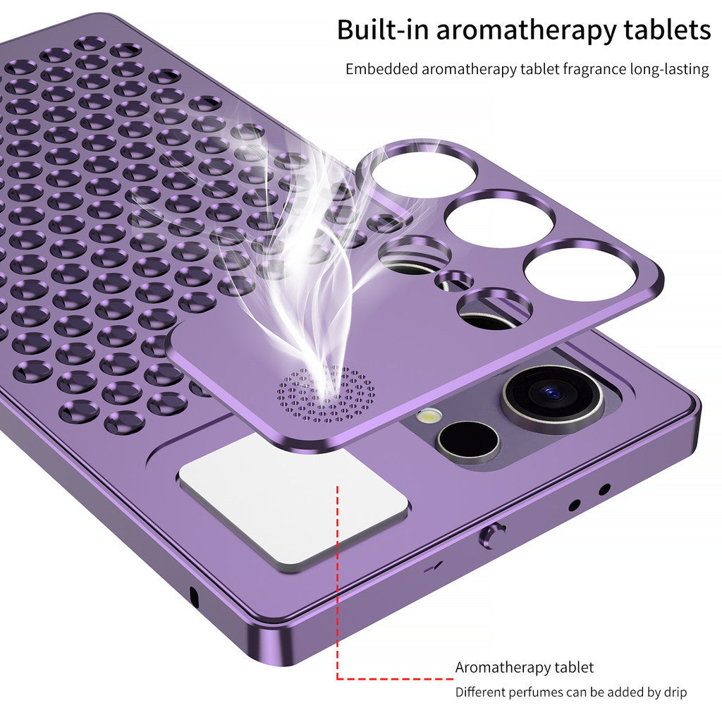 Metal Heat Dissipation Aromatherapy Aluminium Metal Case For Samsung Galaxy S24 Ultra - Gold