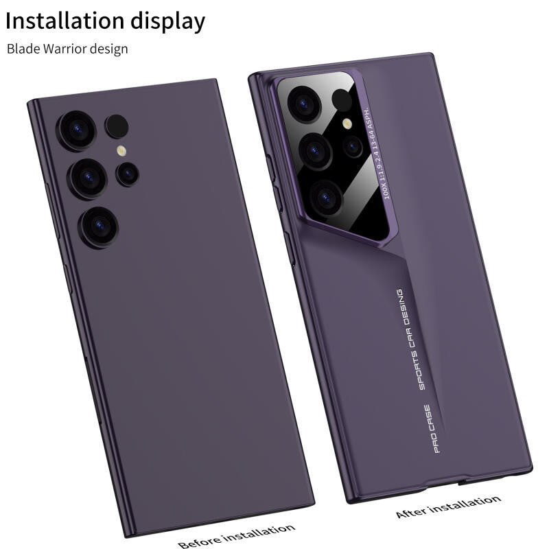 Samsung Galaxt S23 Ultra Super Blade Luxury Slim Car Case with Camera Glass Finish - Purple