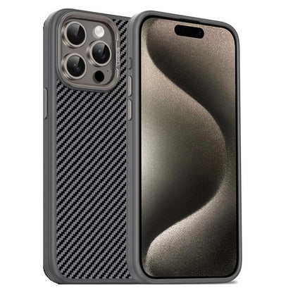 iPhone 15 Pro Max Smooth & Sleek Finish Soft Carbon Texture Case - Titanium
