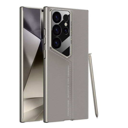 Samsung Galaxy S24 Ultra Luxury Blade Design Pro Leather Case - Titanium