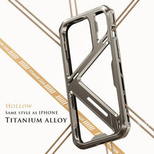 iPhone 15 Pro Mechanical Armor Hollow Heat Dissipation Metal Alloy Shockproof Case - Titanium
