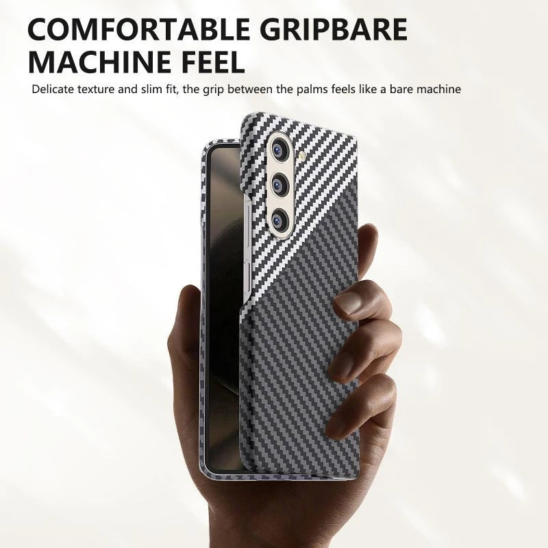 Samsung Galaxy Z Fold 5 Dual Shade Carbon Fiber Shockproof Case - Silver