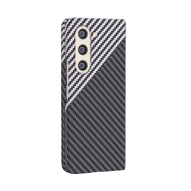 Samsung Galaxy Z Fold 5 Dual Shade Carbon Fiber Shockproof Case - Silver