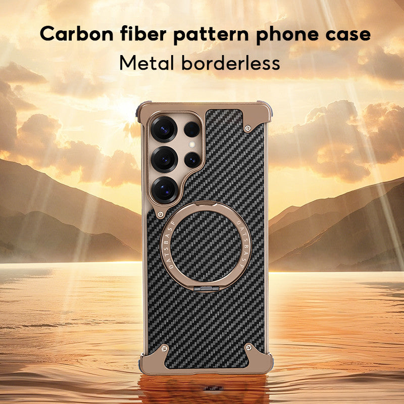 Samsung Galaxy S25 Ultra Framless Carbon Metal Bumper Case with Magsafe & 360 Stand - Desert
