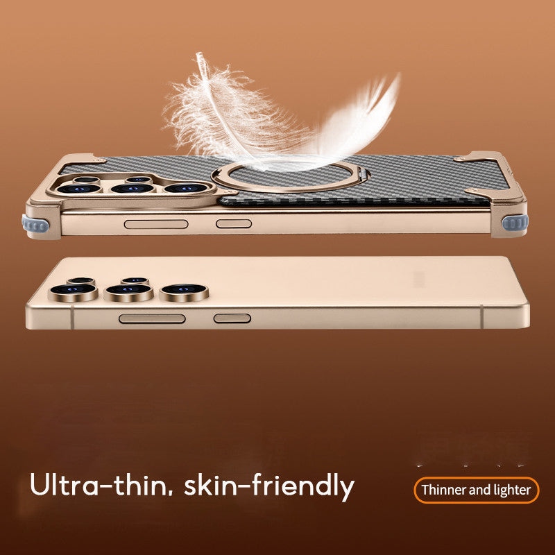 Samsung Galaxy S25 Ultra Framless Carbon Metal Bumper Case with Magsafe & 360 Stand - Desert