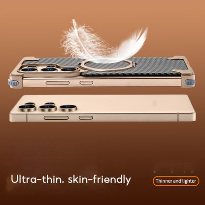Samsung Galaxy S25 Ultra Framless Carbon Metal Bumper Case with Magsafe & 360 Stand - Desert