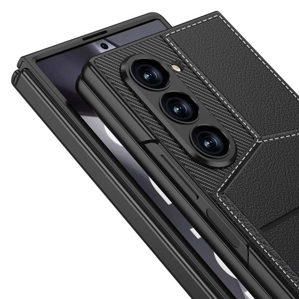 Samsung Z Fold 6 GKK Luxury Wallet Card Holder Stand Leather Case WIth Glass Protector