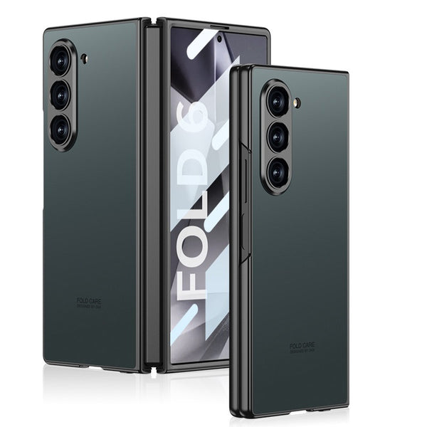 Samsung Galaxy Z Fold 6 Matte Frosted Shine Case with Camera & Front Glass Protection