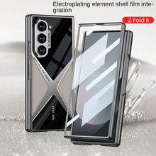 Samsung Galaxy Z Fold 6 Gkk Original X Pattern Leather & Glass Back Cover with Front Glass